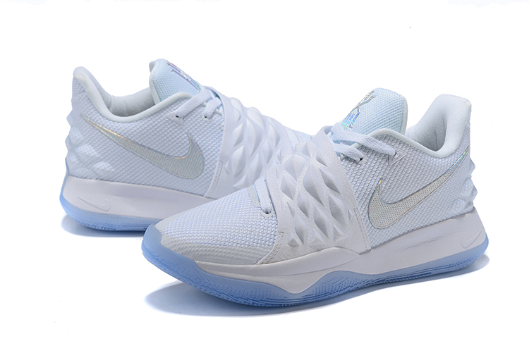 2018 Men Nike Kyrie 4 Low White Silver Ice Sole Basketball Shoes - Click Image to Close